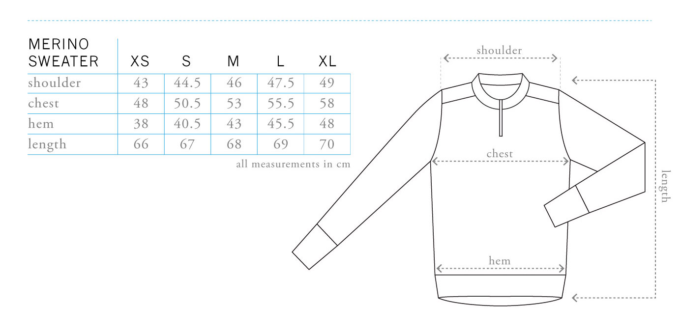 Knitting Sweater Size Chart